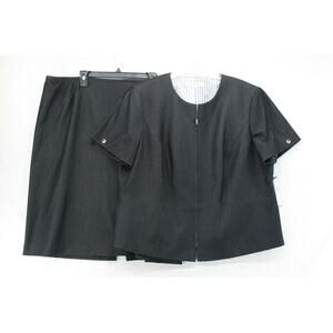 NEW Tahari ASL Skirt Suit Women 20W Denim Blue Lined Old Money Office